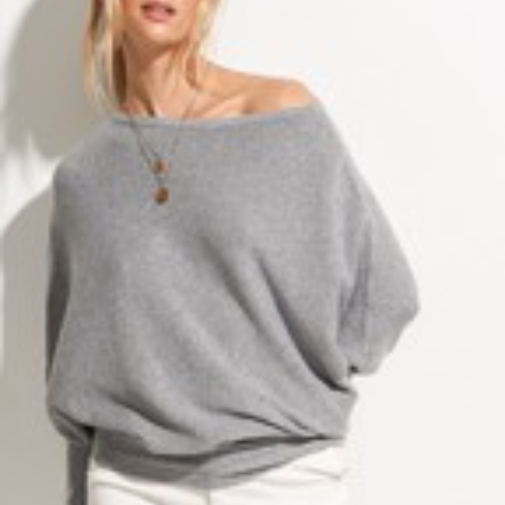 Off The Shoulder Knit Slouchy Sweater Grey